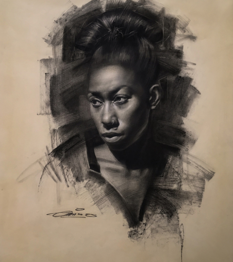Bianca, Charcoal on paper, 24 x 30"