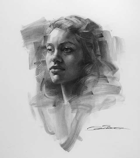 Camille, Charcoal on paper, 18 x 24"