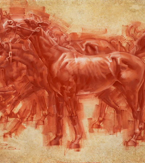 Cavallo, Sanguine on paper, 48 x 72"