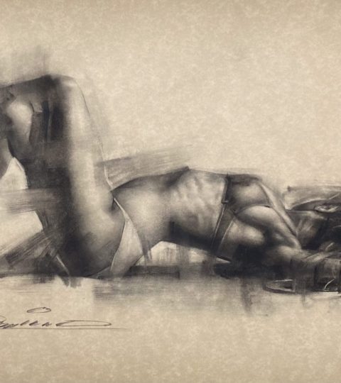 Reclining Figure, Charcoal on paper