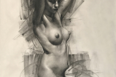Female Figure, Charcoal on paper, 18 x 24"