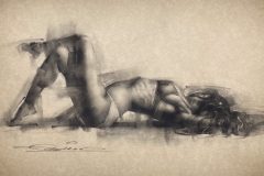 Reclining Figure, Charcoal on paper