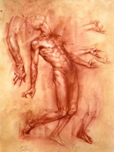 Charles-Miano-artwork-Study-of-Achilles-artwork-Red-Chalk-on-Paper