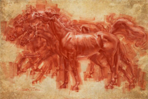 Red Chalk Drawing by Charles Miano
