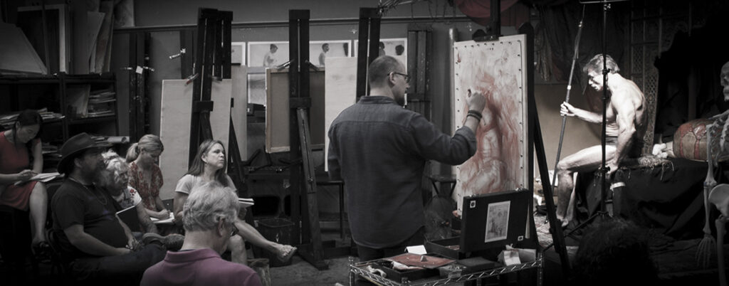 Charles-Miano demo red chalk workshop